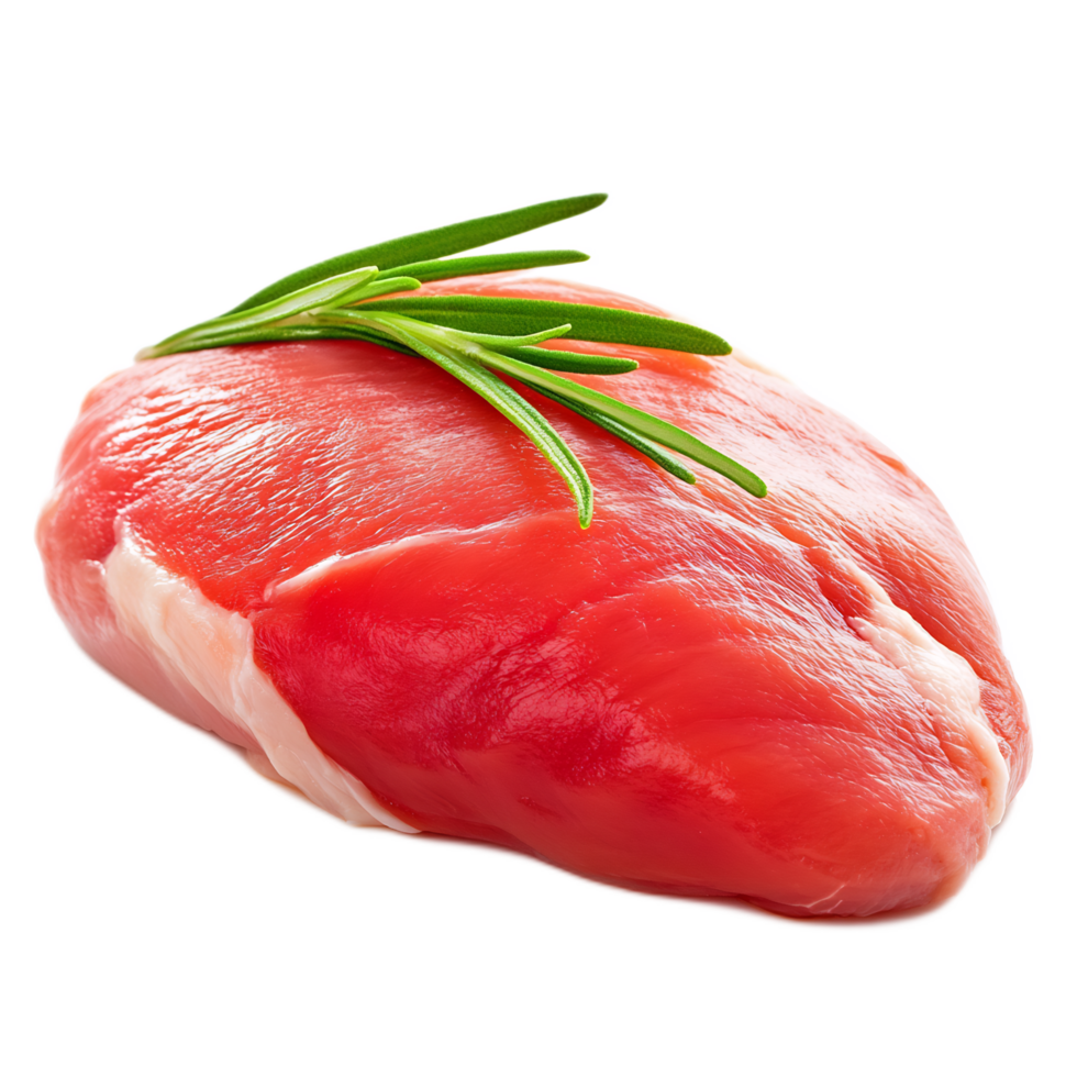 Juicy and Tender Beef Filet Steak with Fresh Herbs on White Background png