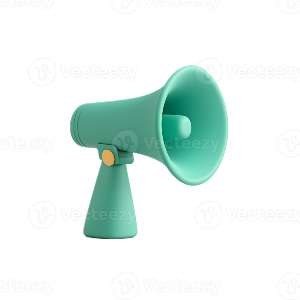 Turquoise Megaphone Device for Audio Announcement Advertising and Public Communication png