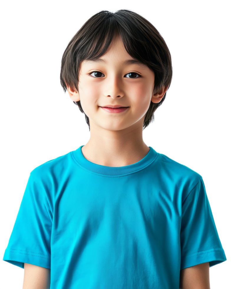 Cheerful Young Boy with Warm Smile Looking Directly at on White Background png
