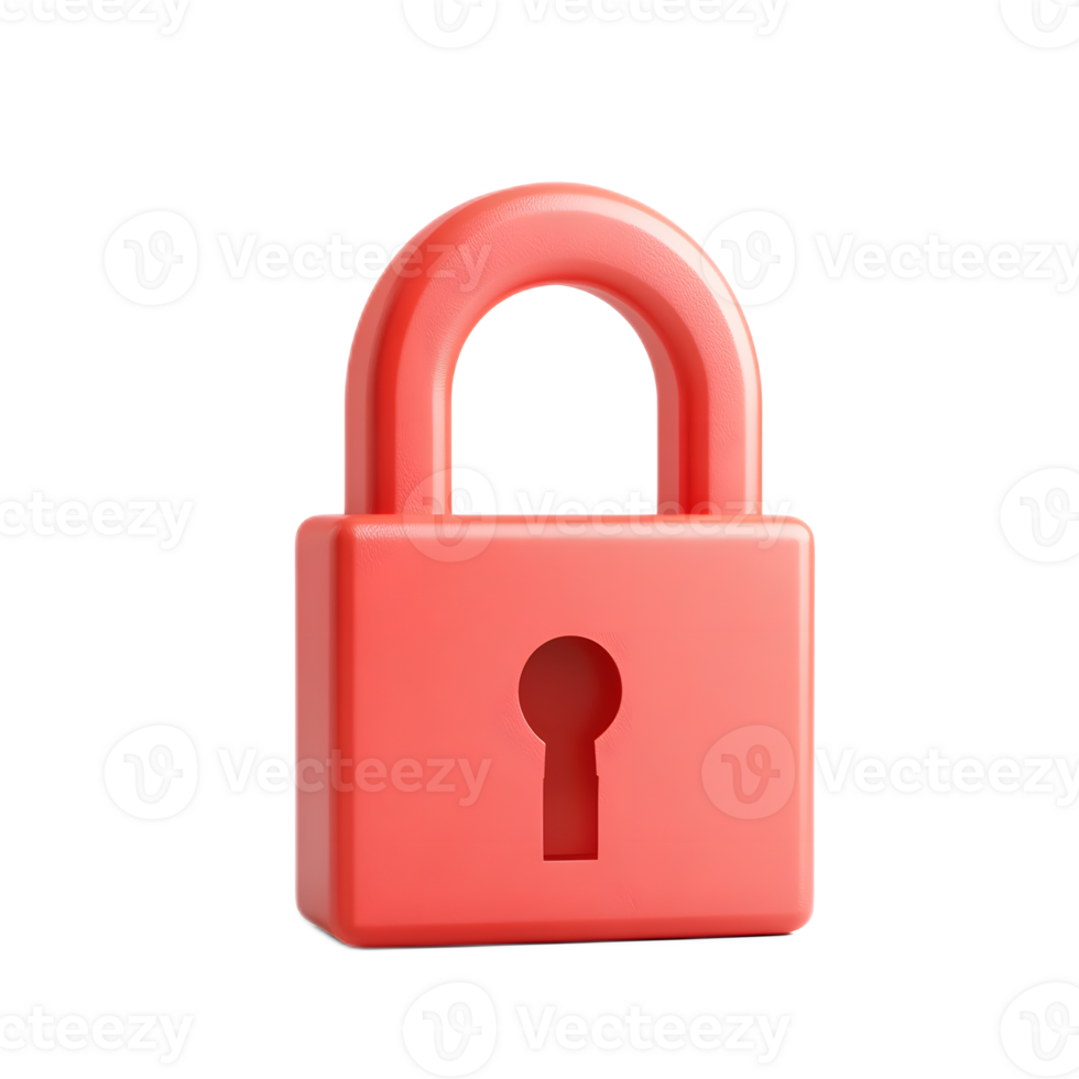 Secure Red Padlock Protecting Valuable Assets and Property png