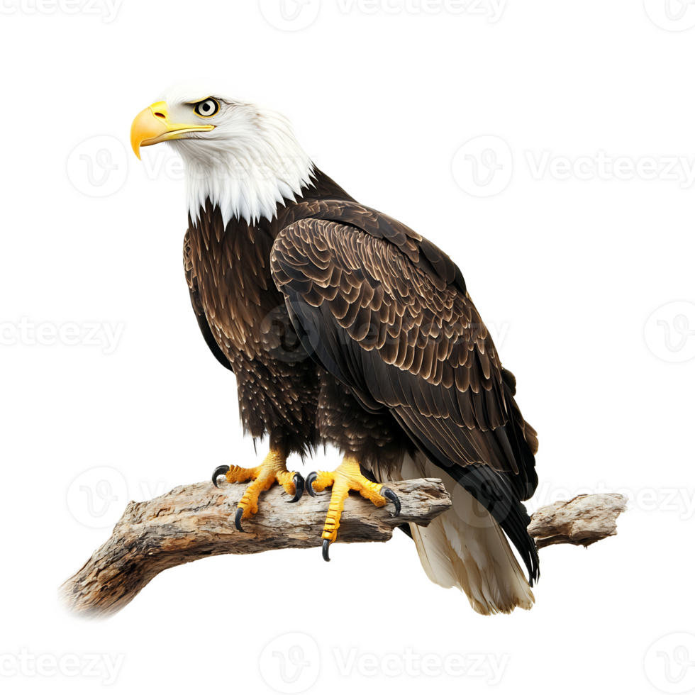 Majestic Bald Eagle Perched on a Tree Branch in its Natural Habitat png