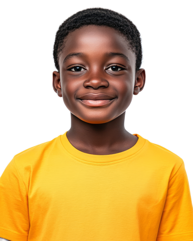 Cheerful African American Boy Smiling Happily in Studio Portrait png