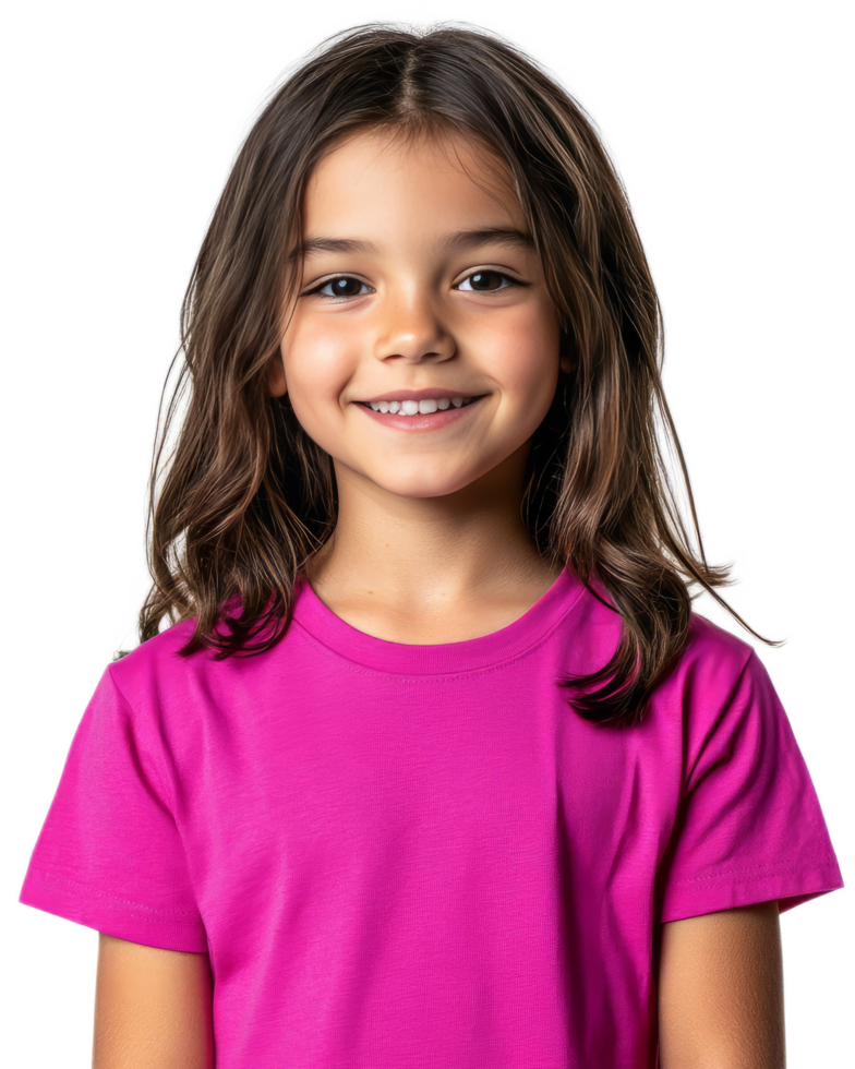 Cheerful Young Girl with Bright Smile in Casual Attire Posing Against White Background png