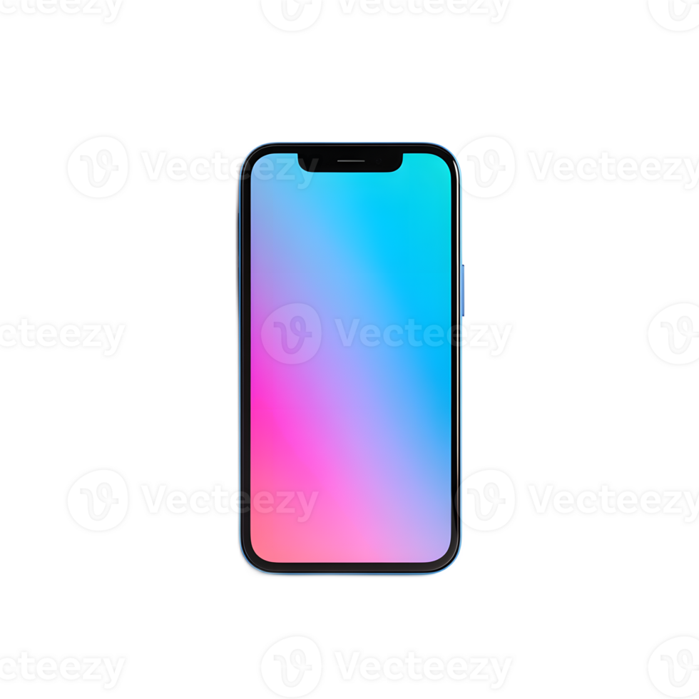 Transparent Modern Smartphone Device Mockup with Blank Screen on Plain Background png