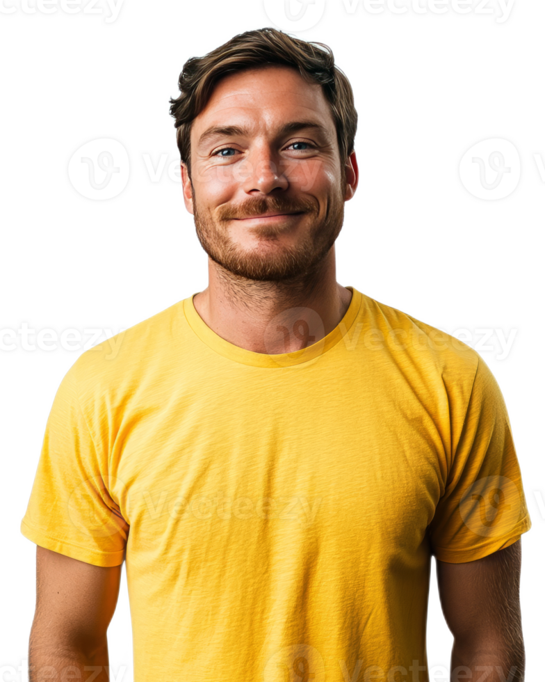 Young Confident Man with Beard Smiling Happily in Casual Outfit png
