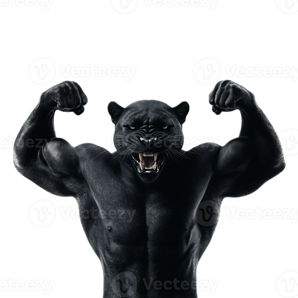 Powerful Panther with Muscular Arms Symbolizing Strength and Intensity png
