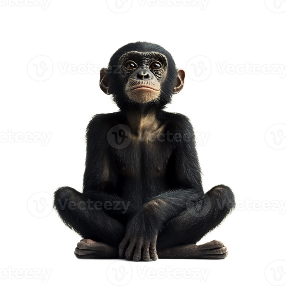 Pensive Chimpanzee Reflecting Amidst Nature's Curiosities png