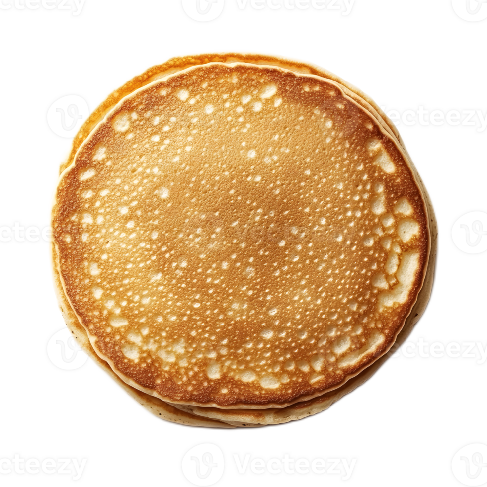 Freshly Cooked Golden Fluffy Pancake with Appetizing Texture and Aroma on White Background png