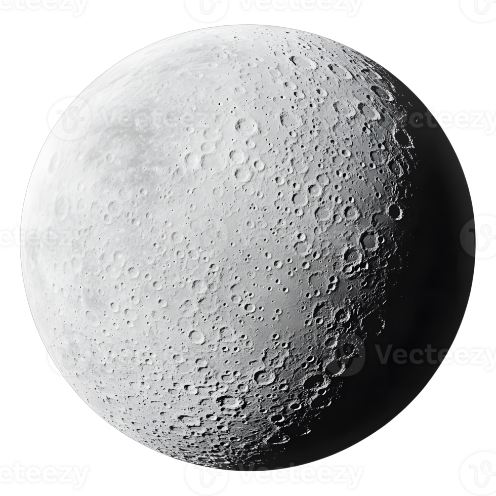 Detailed Lunar Surface Captured in Striking Monochrome Imagery png