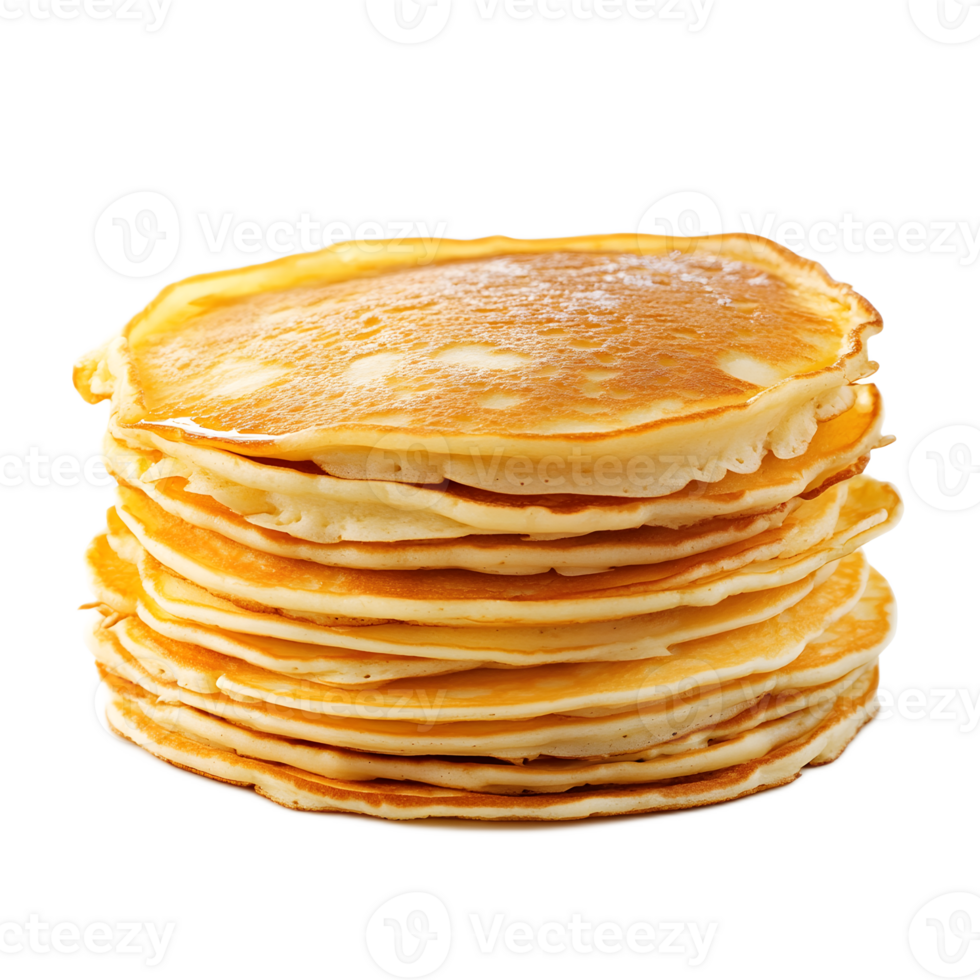 Delicious Homemade Golden Pancake Stack with Maple Syrup and Butter Topping png