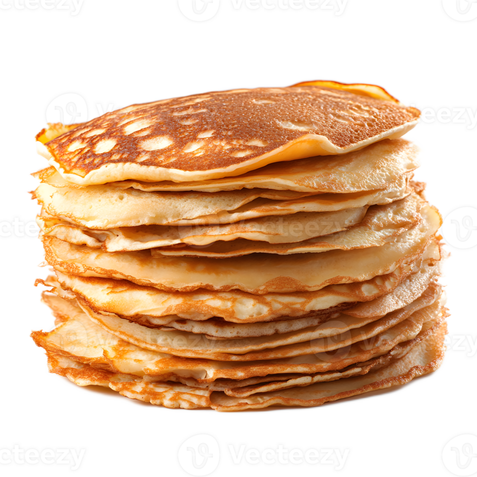 Delicious Homemade Golden Pancake Stack with Syrup Topping and Cinnamon png