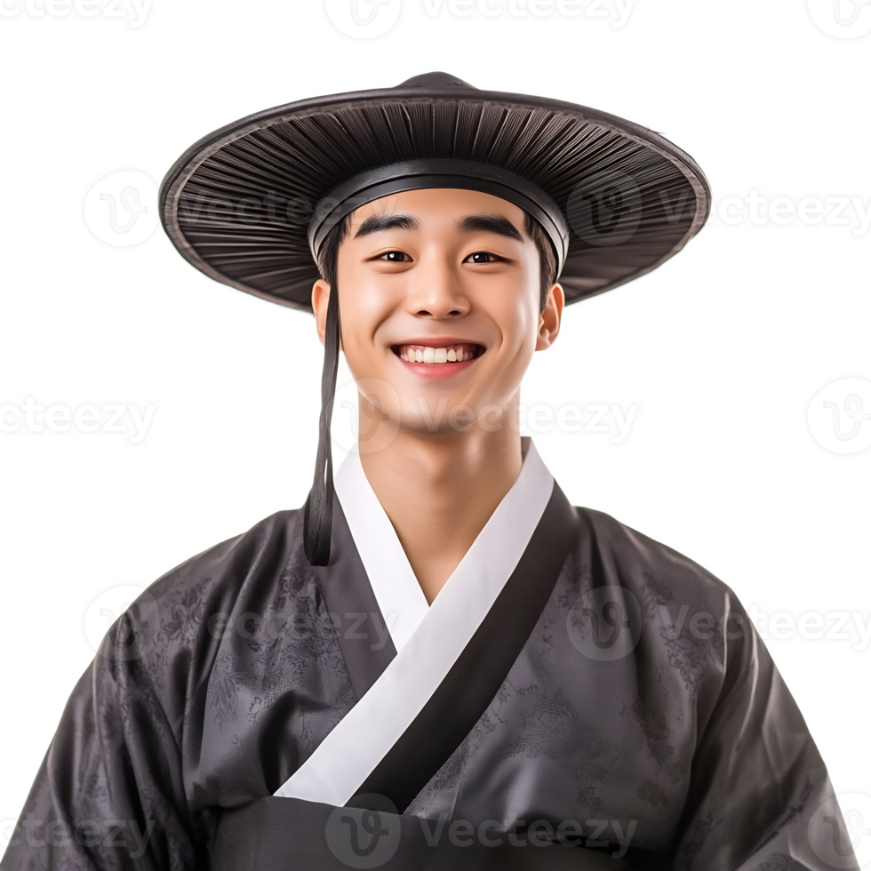 Smiling Young Asian Man Wearing Traditional Korean Costume png