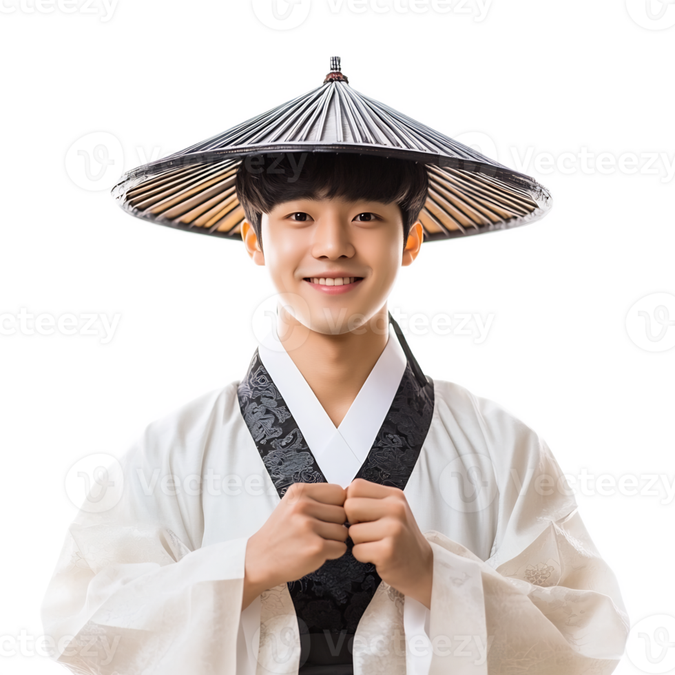 Portrait of Smiling Young Man Wearing Traditional Korean Costume png