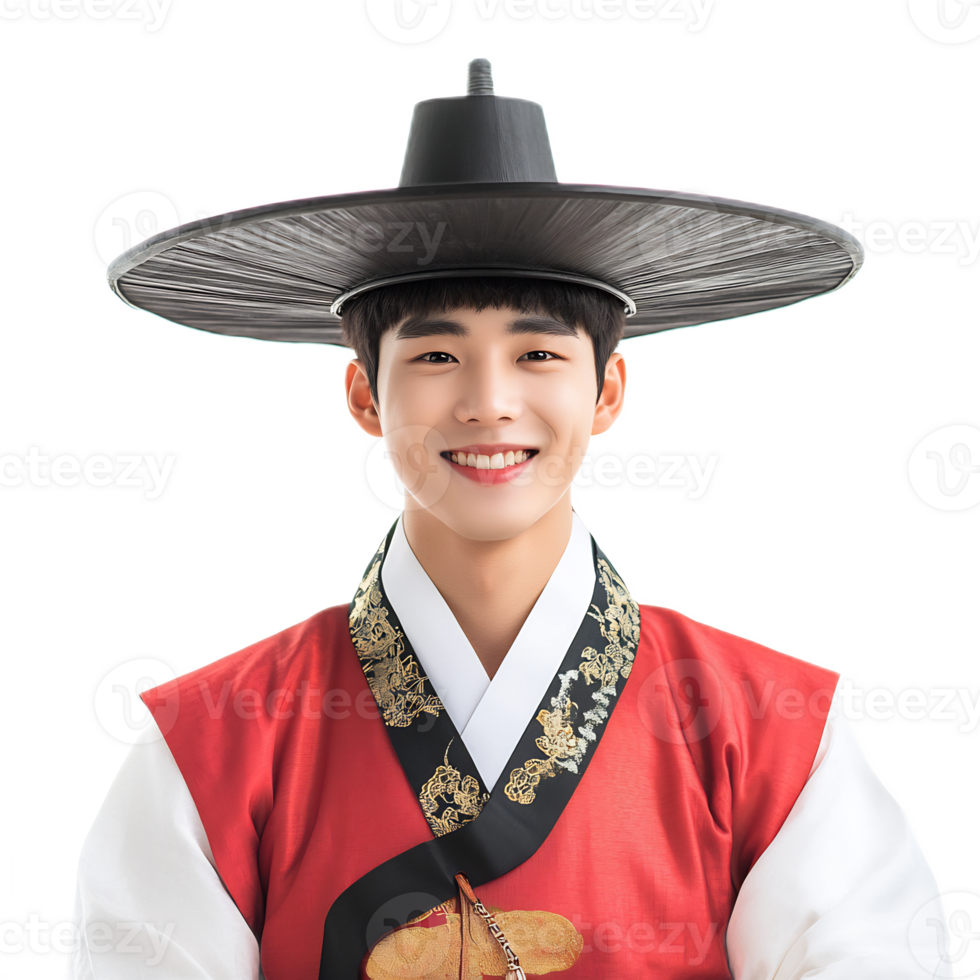 Happy Young Man Wearing Traditional Korean Hanbok Costume png