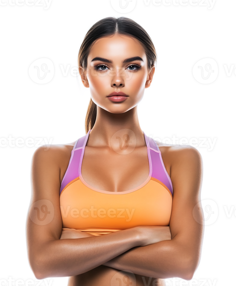 Confident and Fit Young Woman in Sport Apparel Posing with Determination png
