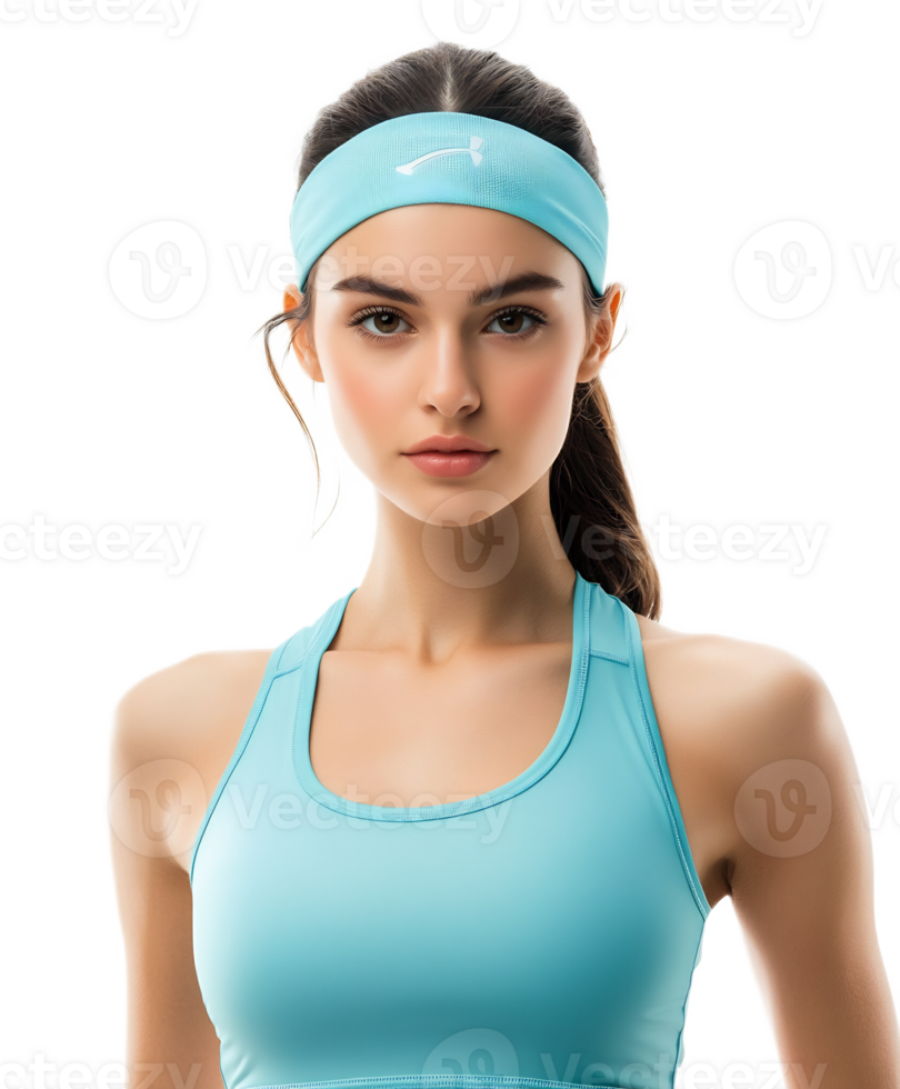 Young Fit Woman in Activewear Headband Exercising and Staying Healthy png