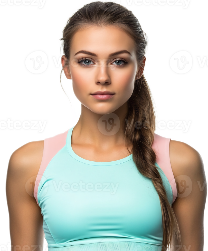 Confident Female Athlete with Flawless Complexion Exuding Strength and Motivation png