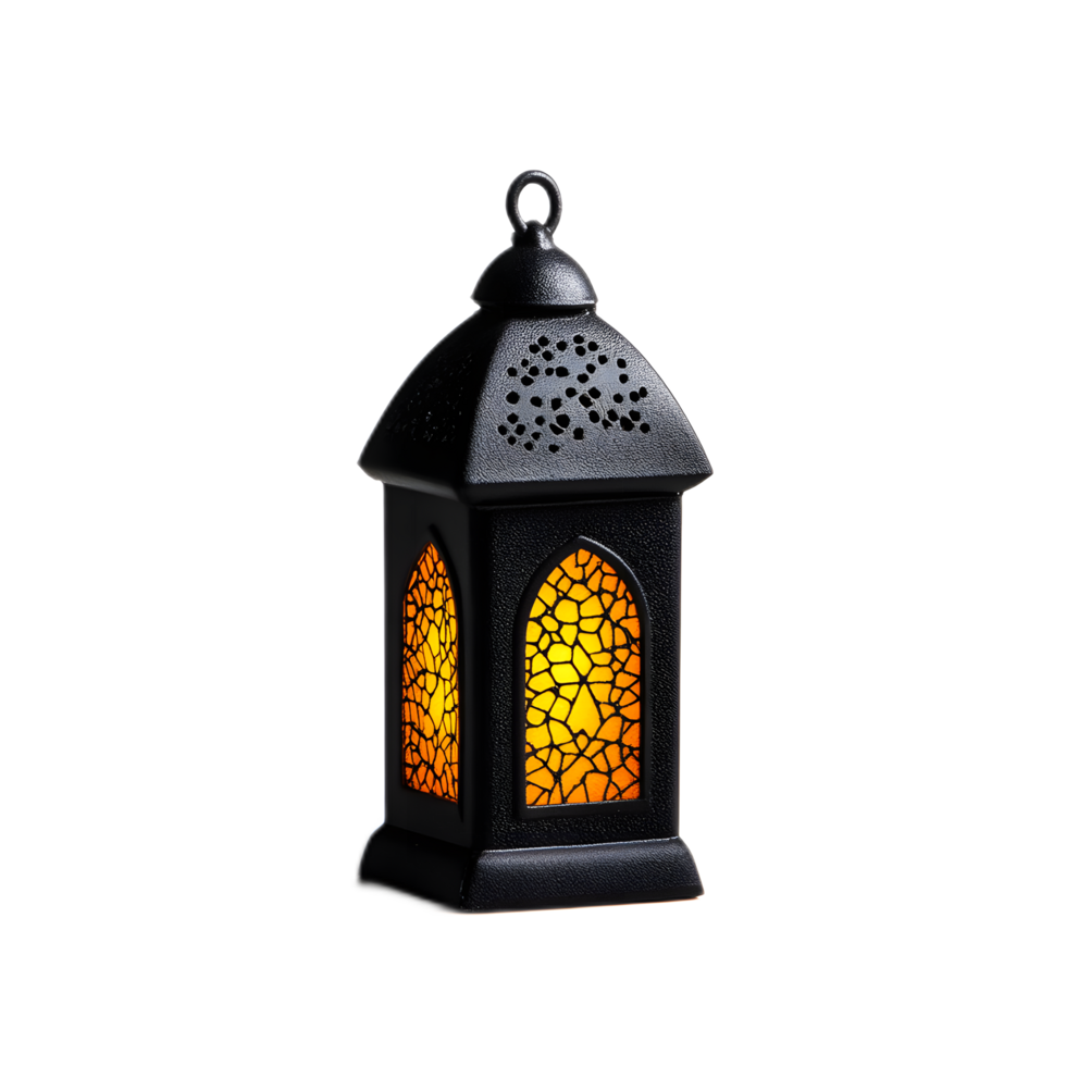 Glowing Ramadan or Eid Mubarak Lantern with Intricate Arabic Pattern png