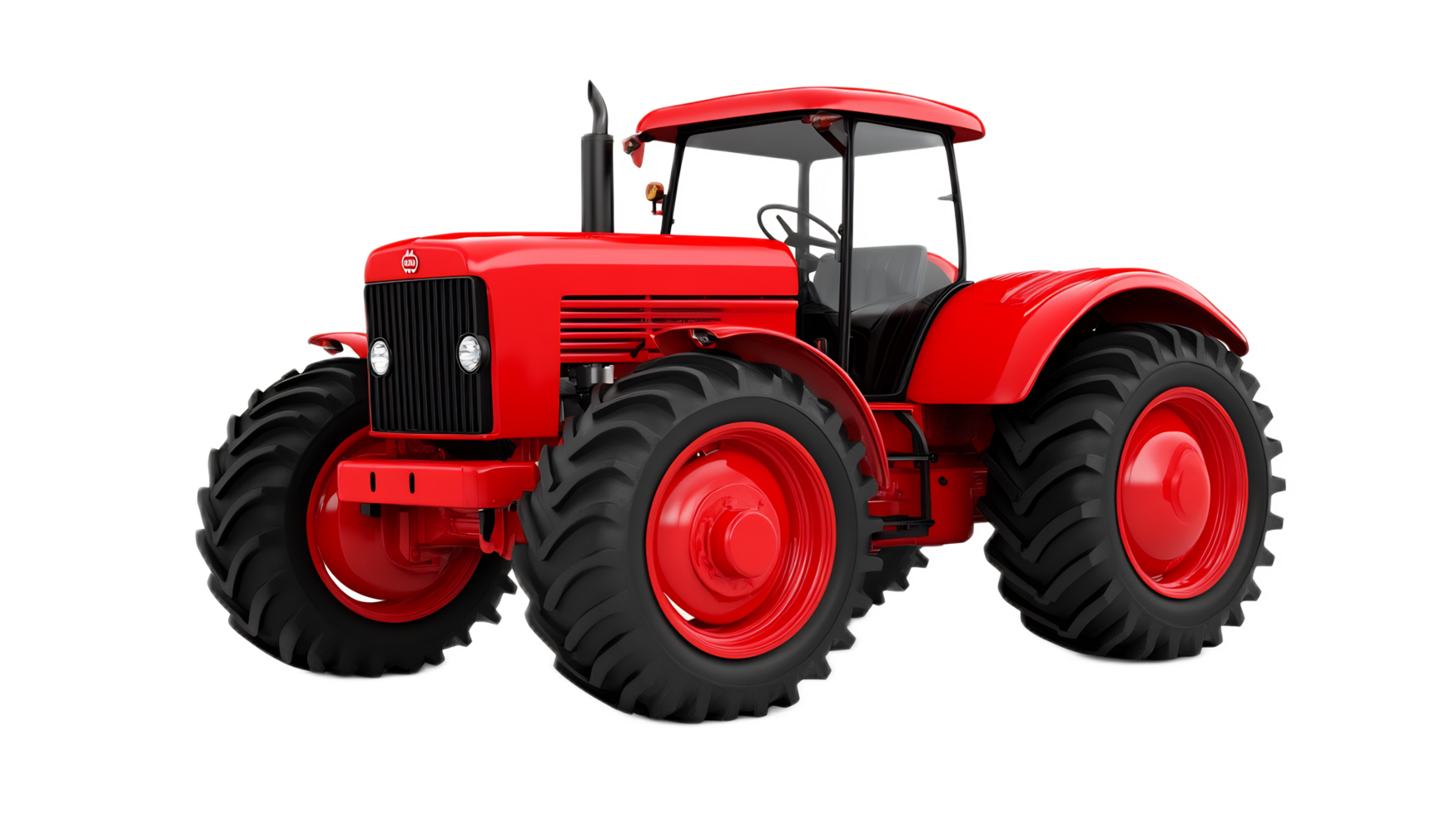 Red Powerful Agricultural Tractor in Field for Farming and Cultivation Equipment png