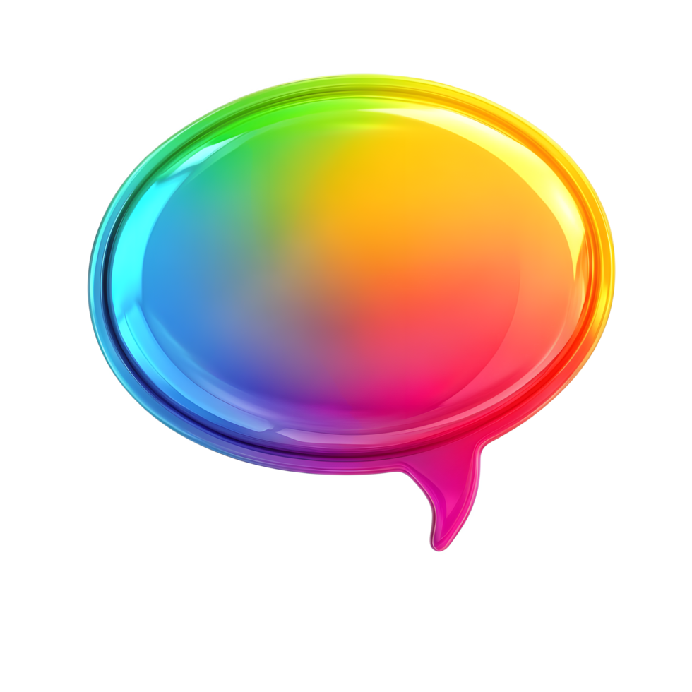 Vibrant Rainbow Hued Transparent Speech Bubble Captivating Digital Artwork for Modern Communication Concepts png