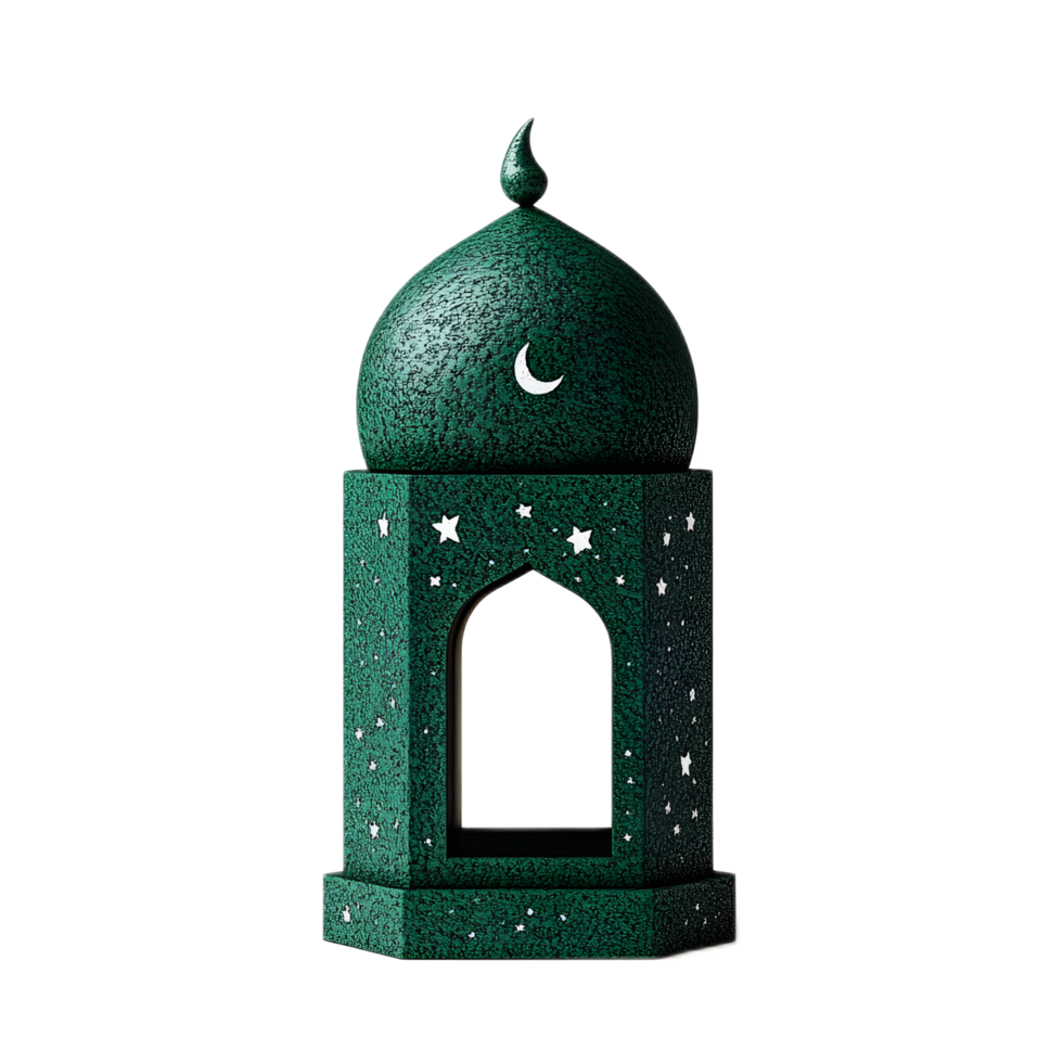 Glowing Ramadan or Eid Mubarak Lantern with Crescent Moon and Stars in Ornate Islamic Design png