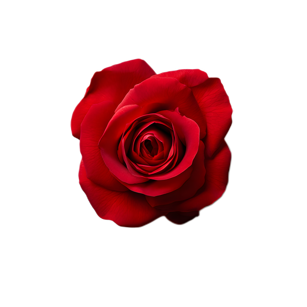 Captivating Red Rose Bloom with Vibrant Petals on Plain Background png