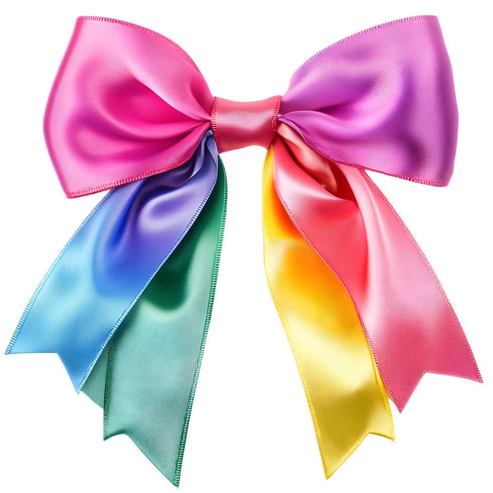 Colorful Satin Ribbon Bow on Transparent Background for Graphic Design png