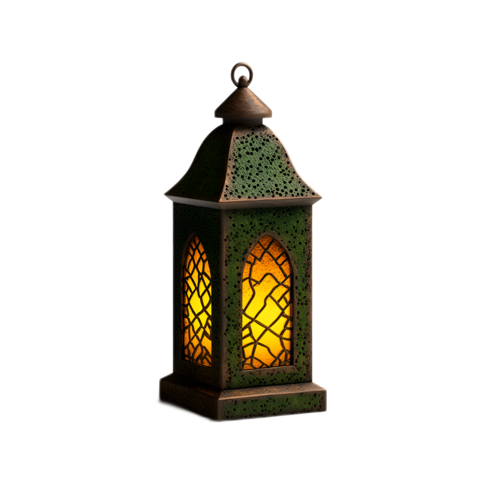 Elegant Ramadan or Eid Mubarak Lantern with Intricate Design and Warm Glow png