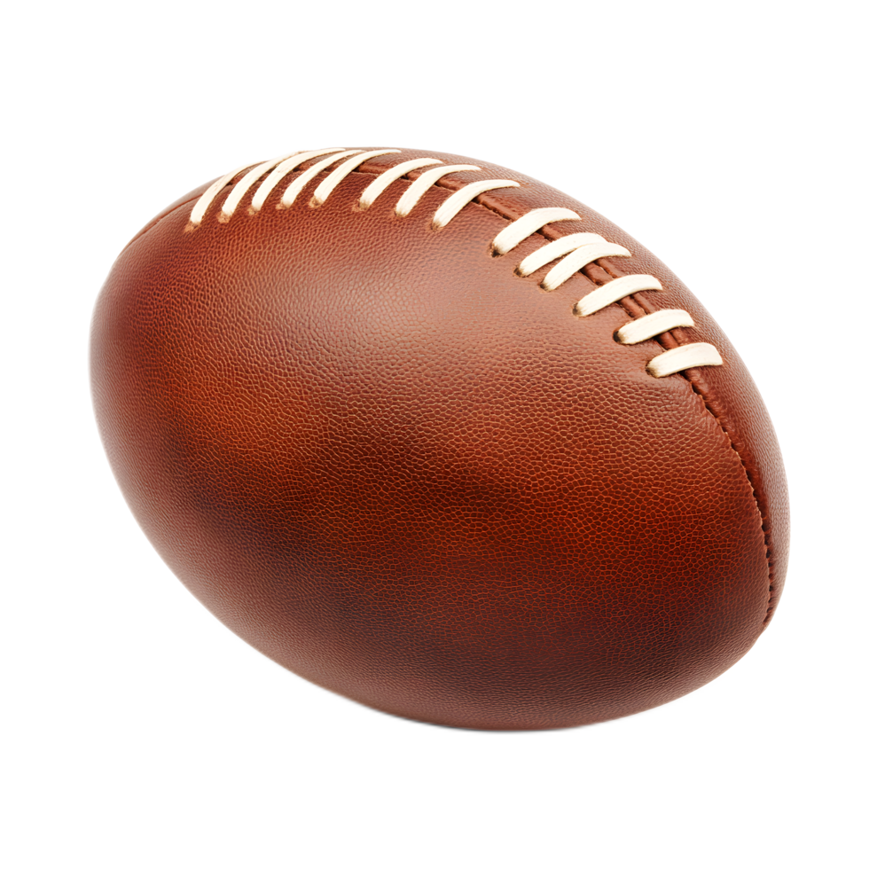Closeup of a Rugby Ball Spiraled Leather Equipment for Team Sport Competition png