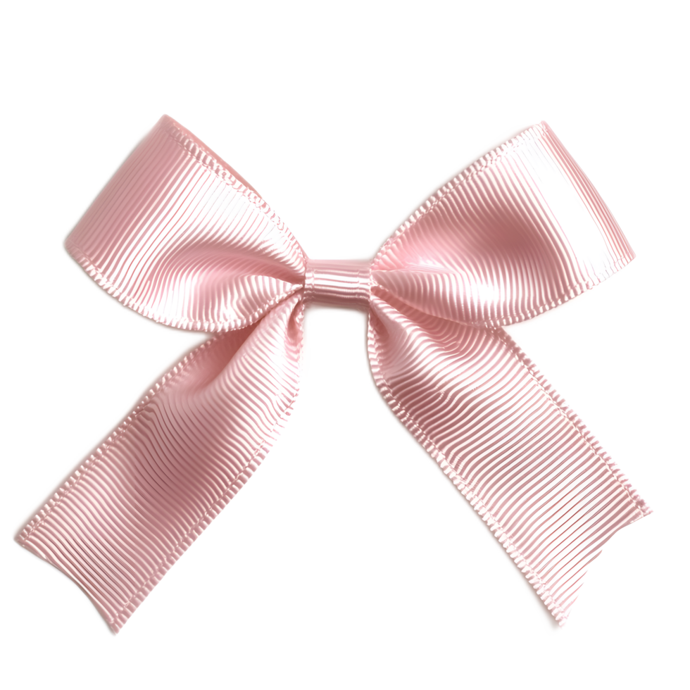 Elegant Pink Ribbon Bow on Plain White Background png