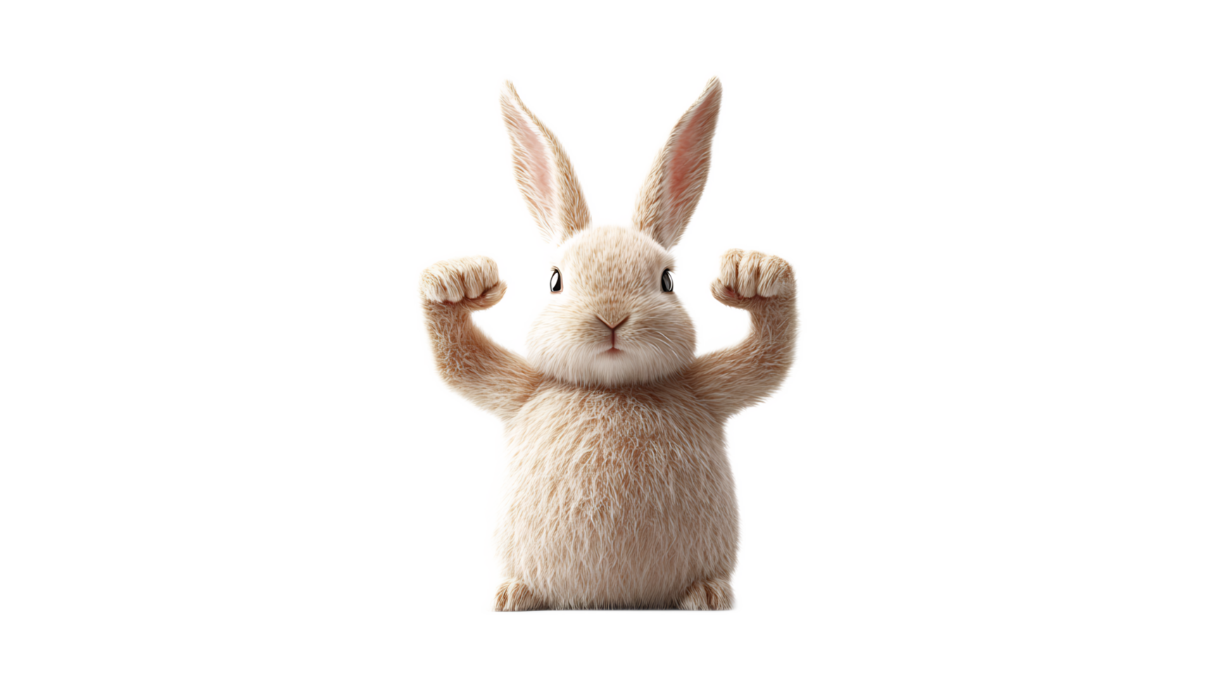 Powerful Rabbit Flexing Muscular Arms in Fighting Stance,Symbol of Strength and Determination png