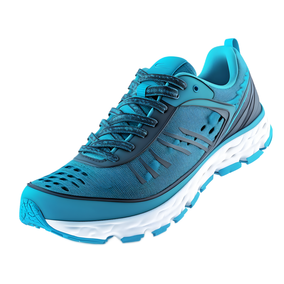 Vibrant Turquoise Running Shoe with Modern Design and Advanced Athletic Features for Performance and Comfort png