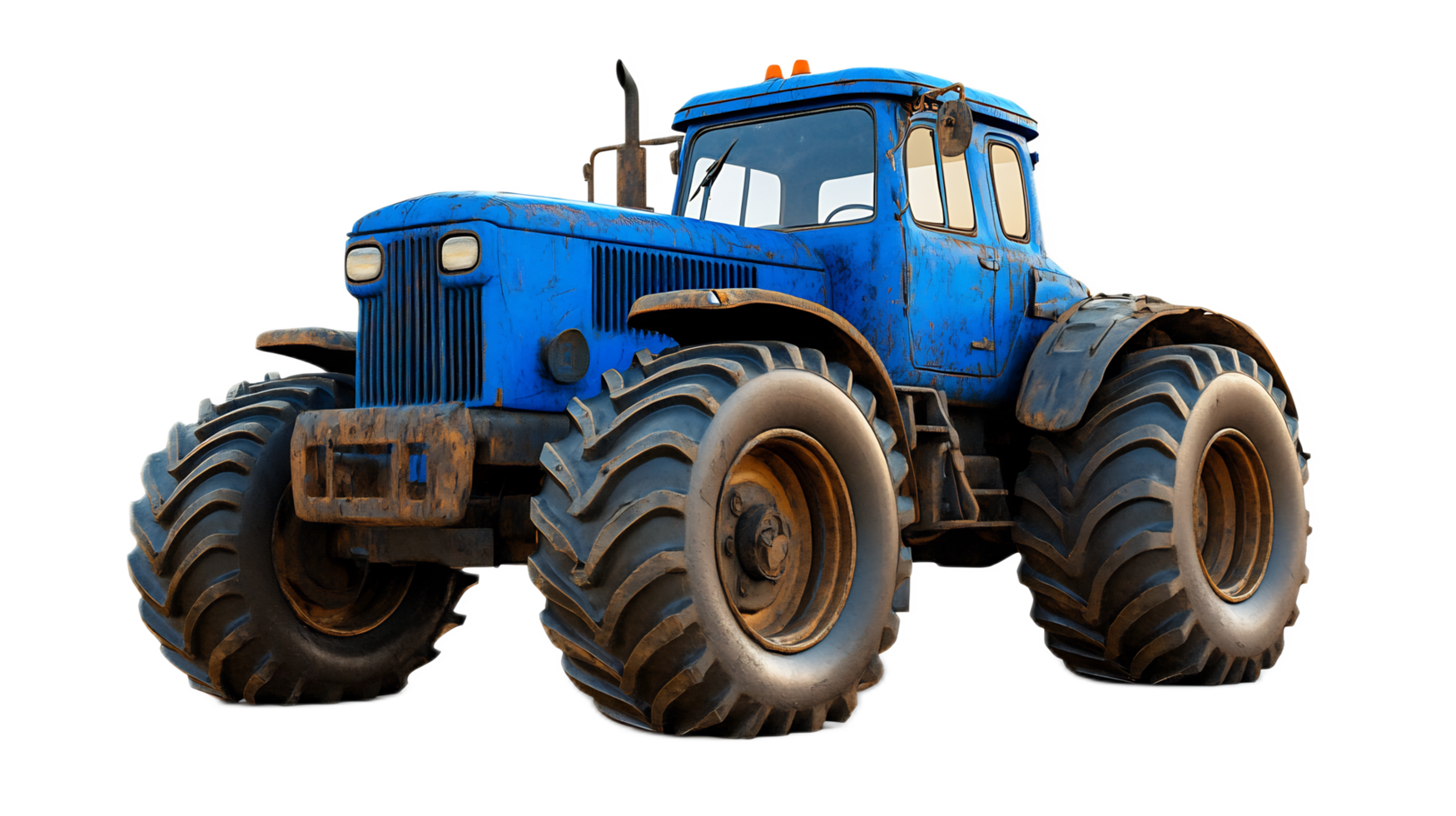 Rugged Blue Vintage Tractor in Rustic Rural Field png