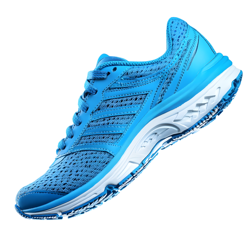 High Performance Blue Running Shoe with Breathable Mesh and Cushioning for Optimal Fitness and Exercise png