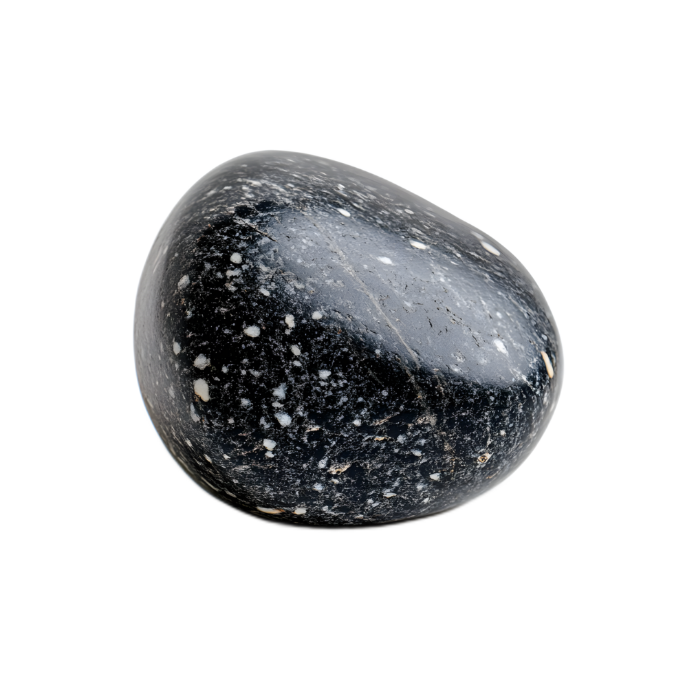 Smooth Polished River Stone with Elegant Monochrome Reflection png