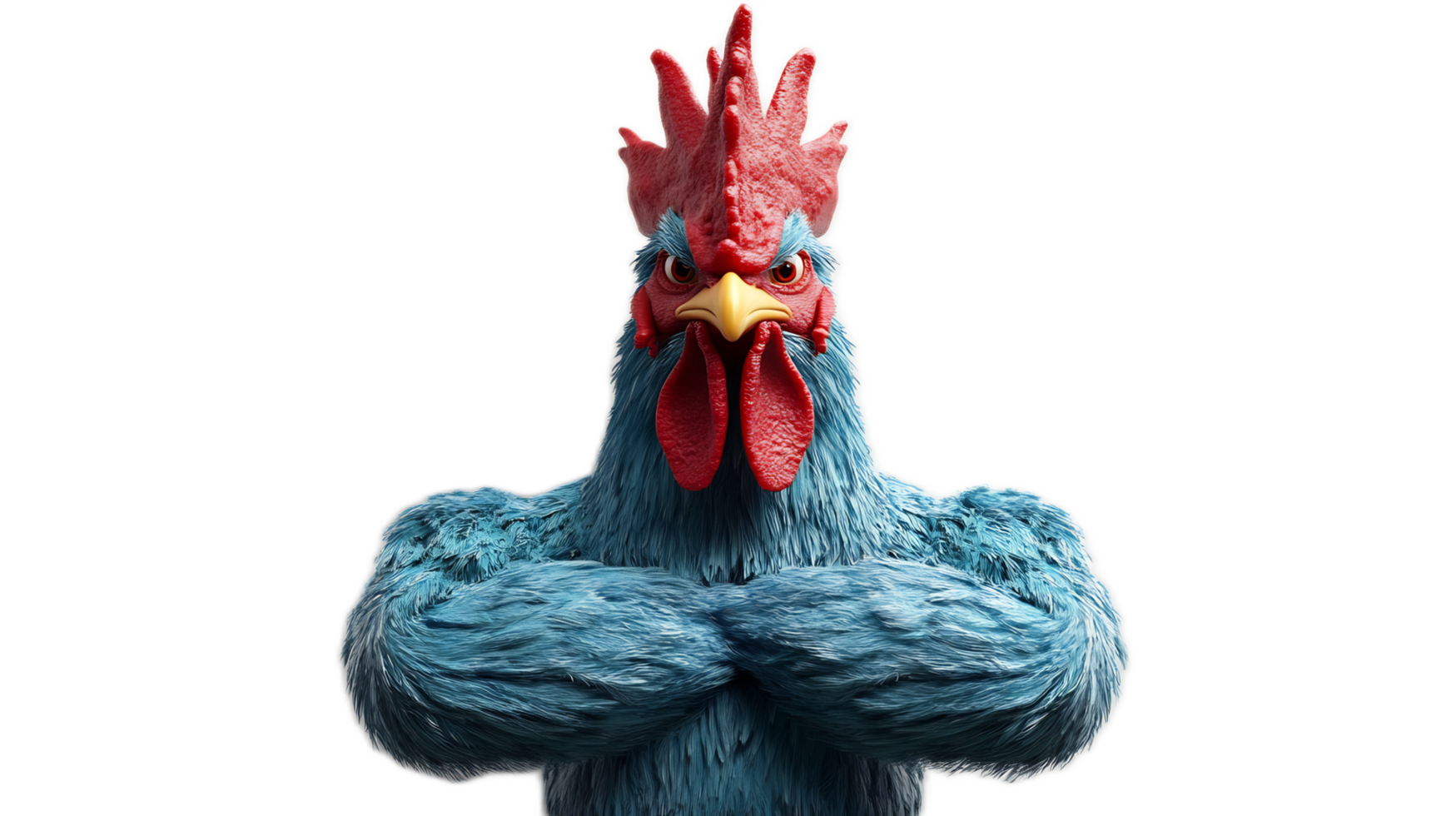 Fierce Rooster Fighter Flexing Arms in Powerful Fighting Pose png