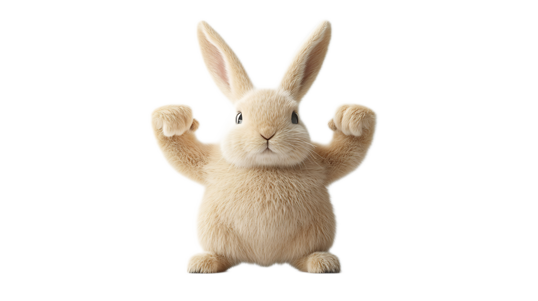 Powerful Rabbit Flexing Muscular Arms,Symbolizing Strength and Fighting Spirit png