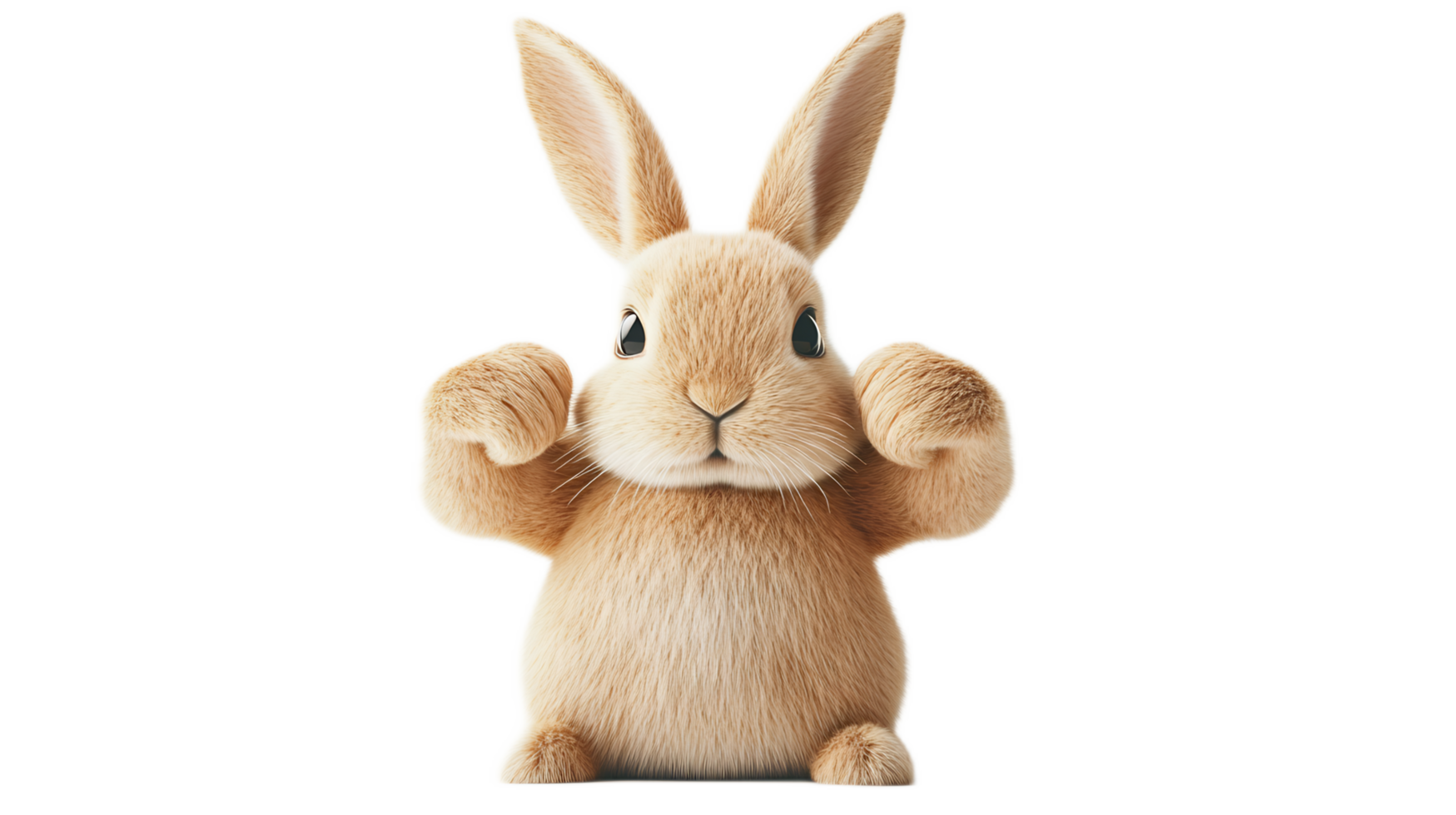 Muscular Rabbit Flexing Arms in Confident Fighting Pose png