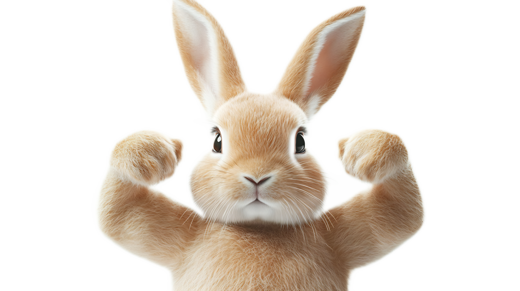 Confident Rabbit Flexing Strong Muscular Arms in Fighting Pose png
