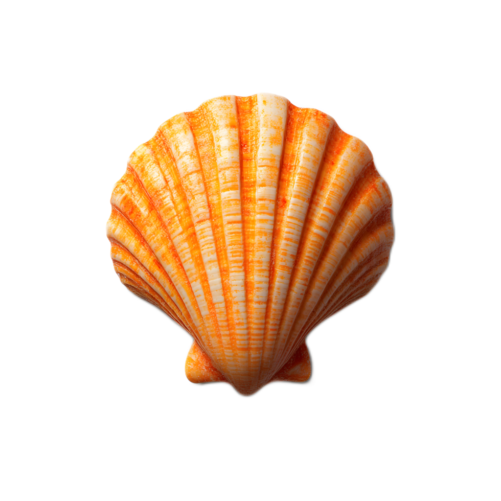 Vibrant Orange Seashell with Intricate Spiral Pattern and Organic Curves Evoking Tranquility and Natural Beauty png
