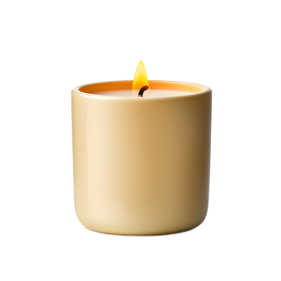 Glowing Scented Candle Casting Warm and Comforting Ambiance in Minimalist Decor png