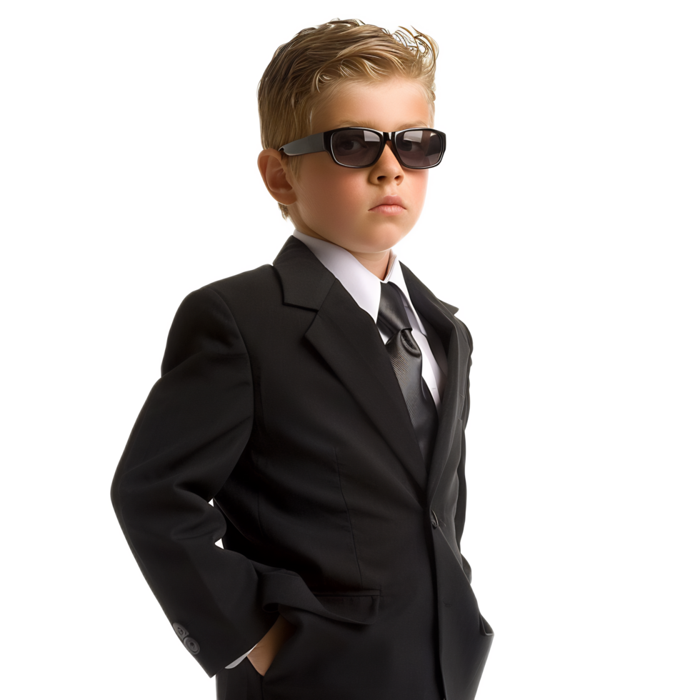 Serious Young Businessman in Suit and Sunglasses Portraying Professional Confidence png