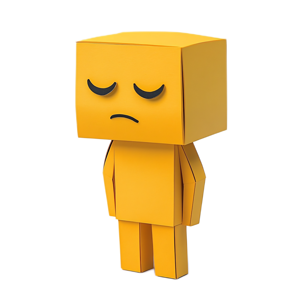 Saddened Papercraft Character with Emotional Expression png