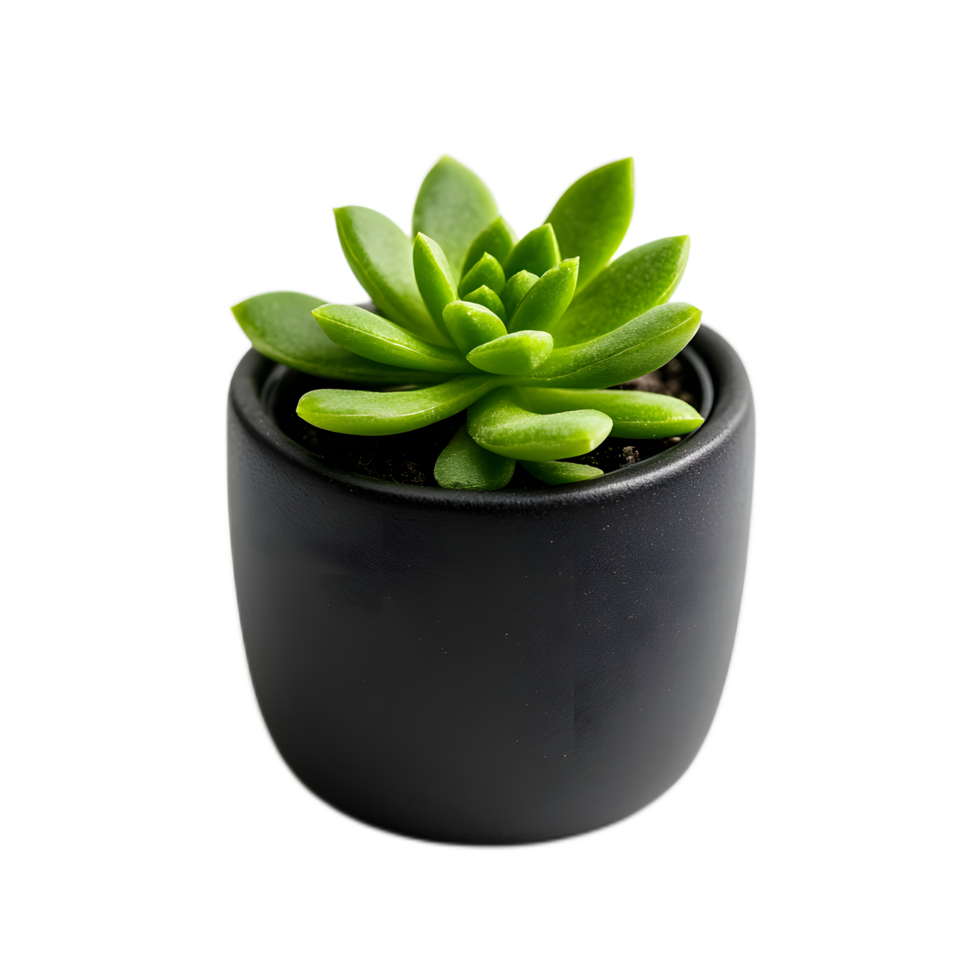 Vibrant Succulent Plant In Minimal Black Pot Closeup Natural Decor png
