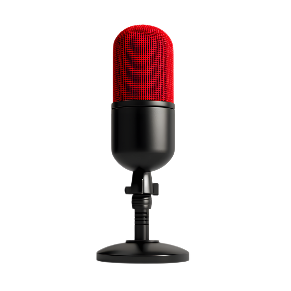 Striking Red and Black Studio Microphone on White Background png