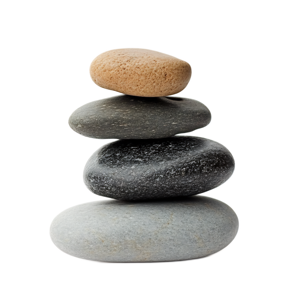 Stacked Pebbles Forming a Balanced Tower in Tranquil Natural Setting png