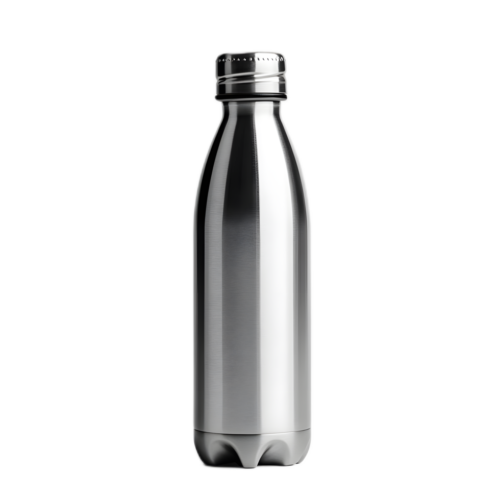 Stainless Steel Reusable Water Bottle Transparent Image on White Background png