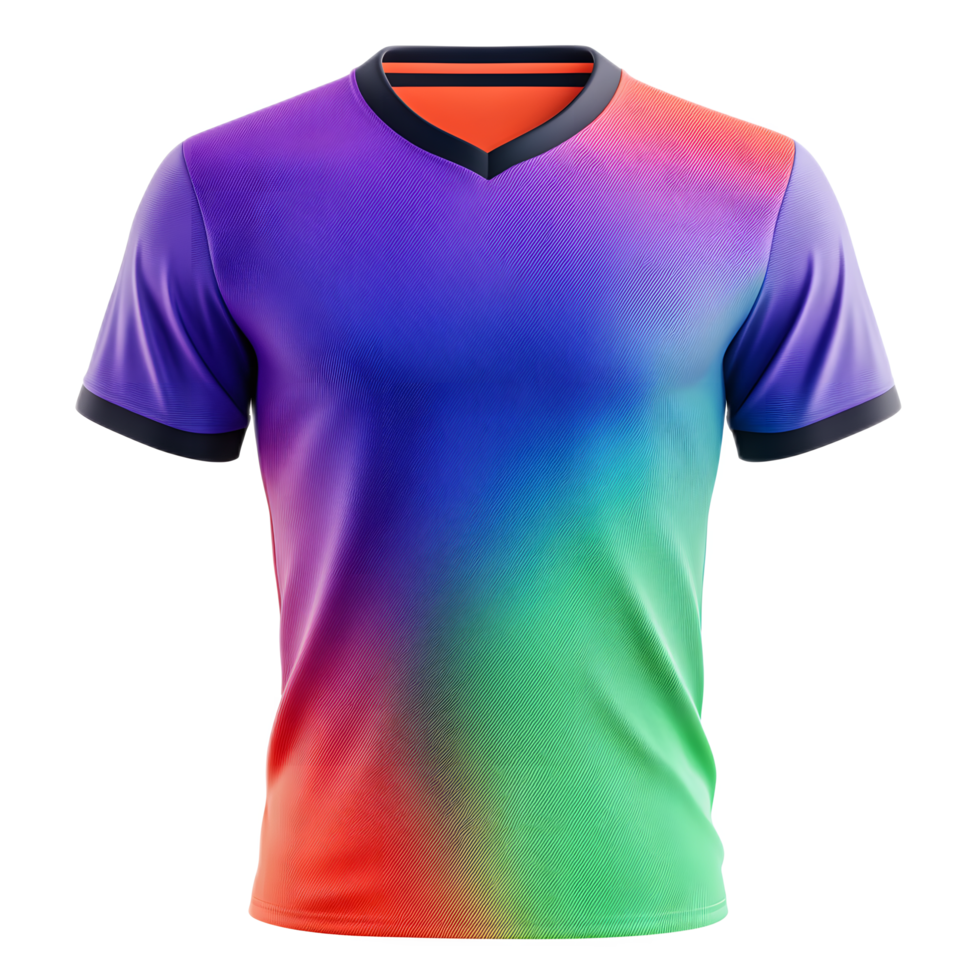 Vibrant and Modern Ombre Gradient Soccer Jersey Design for Sports Apparel and Athletic Uniform Concepts png
