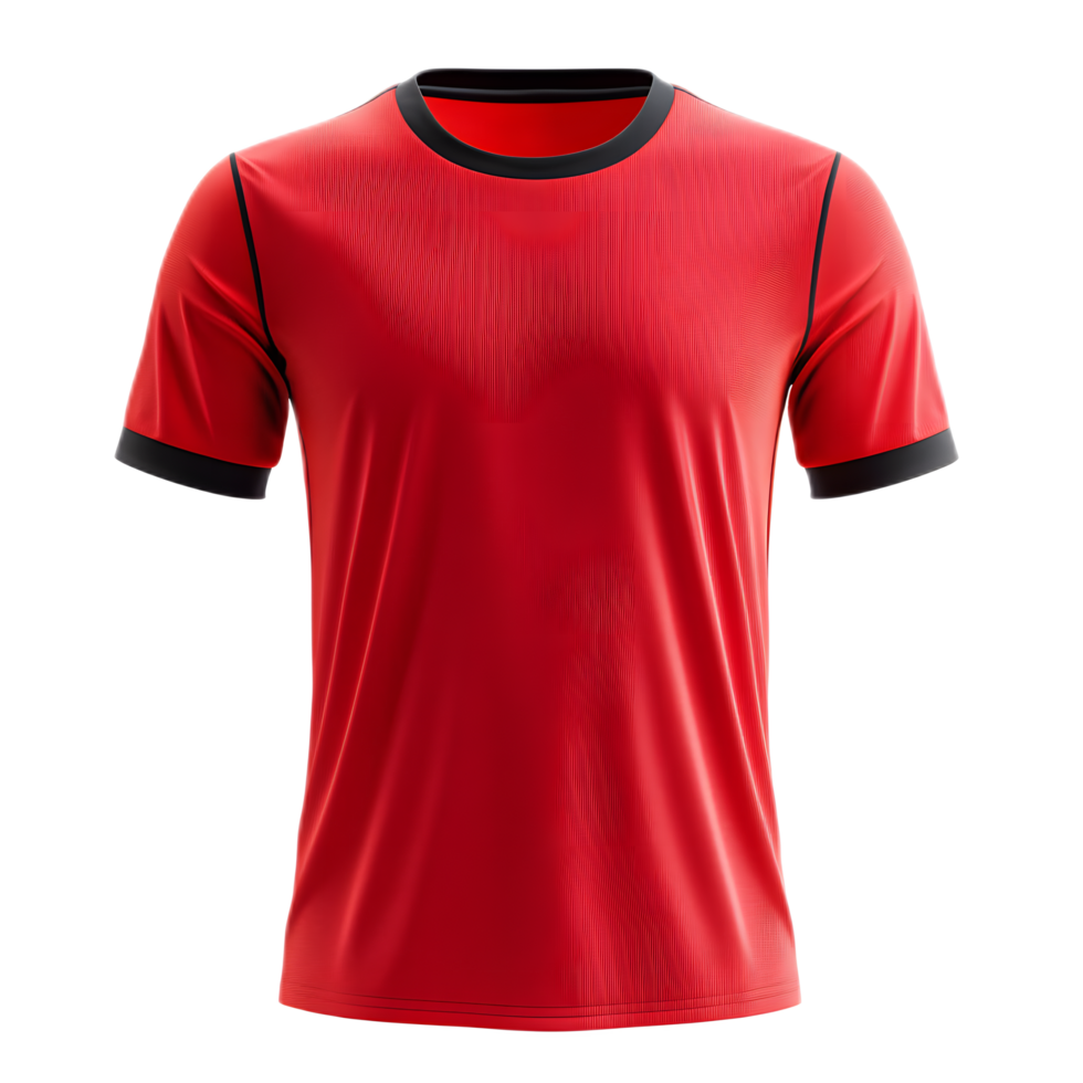 Vibrant Red and Black Soccer Jersey Mockup on Transparent Background for Sports Uniform Design and Branding png