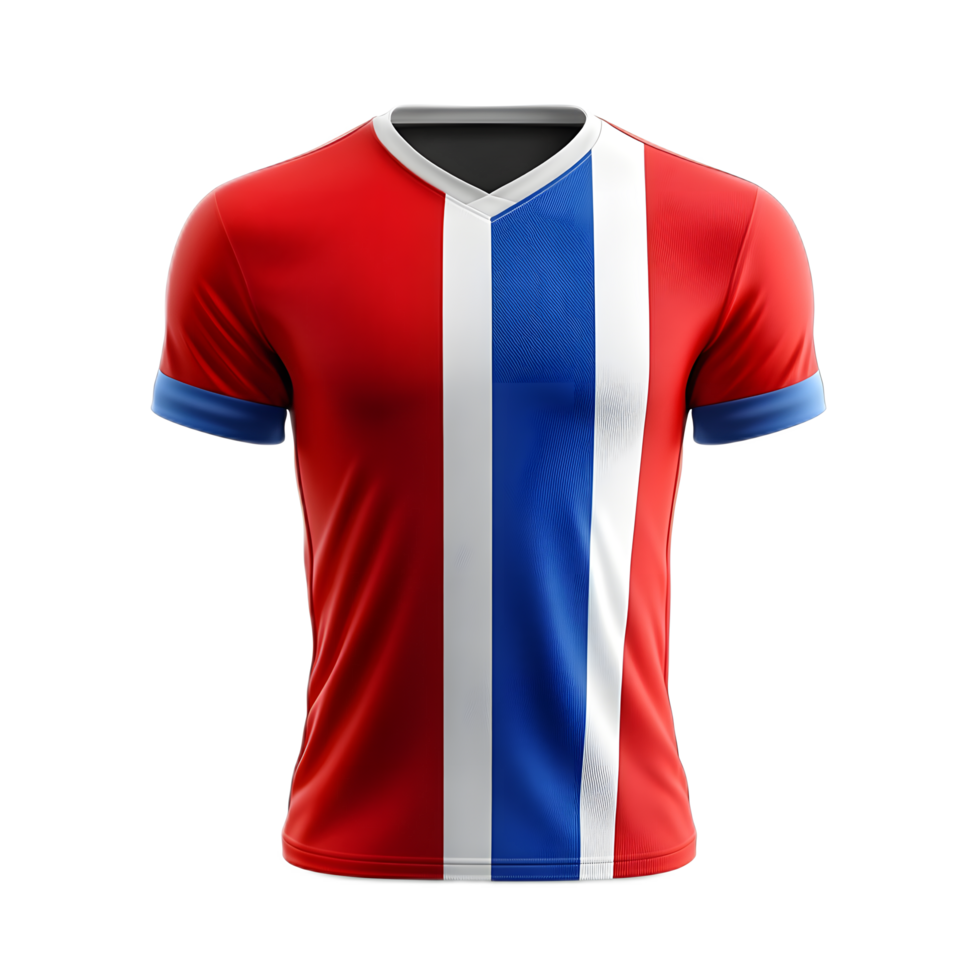 Vibrant and Striped Soccer Jersey Design with Bold Colors png